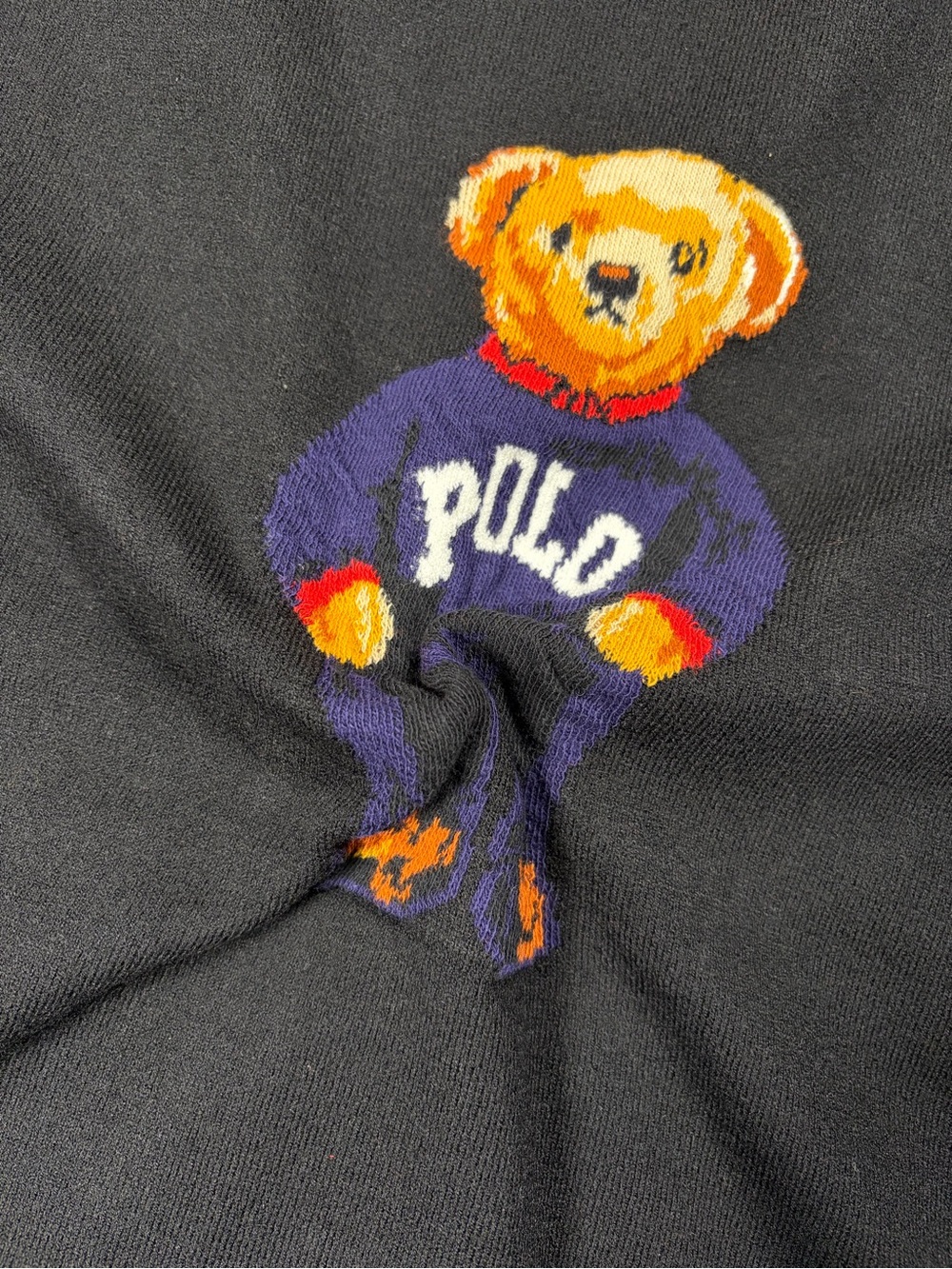 Polo Ralph Lauren Polo Bear Black Short Sleeve Knit Sweater Medium Stretch - Picture 5 of 5